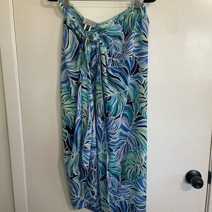 J. Valdi Women’s Blue and Green Wrap Skirt Swimsuit Cover One Size